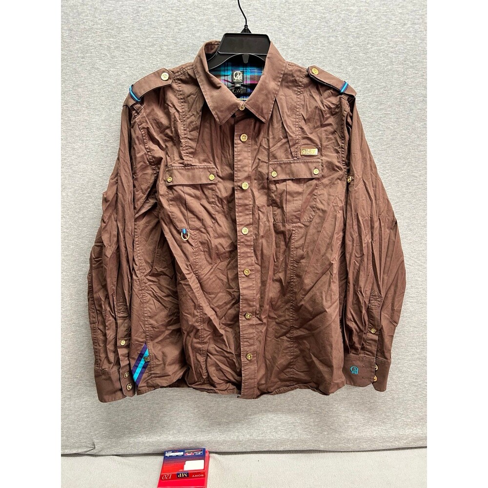 Cavi Long Sleeve Button-up Brown Turquoise Stripes Size2XL (9-03m)